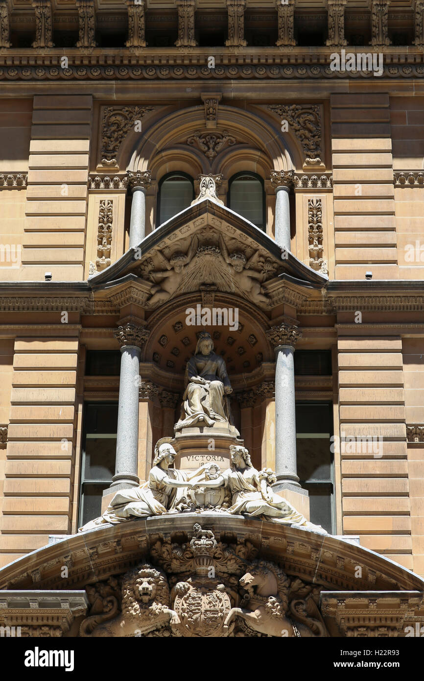 Königin Victoria Detail auf ehemaligen Sydney GPO Postgebäude Martin Platz Sydney CBD New South Wales Australien Stockfoto