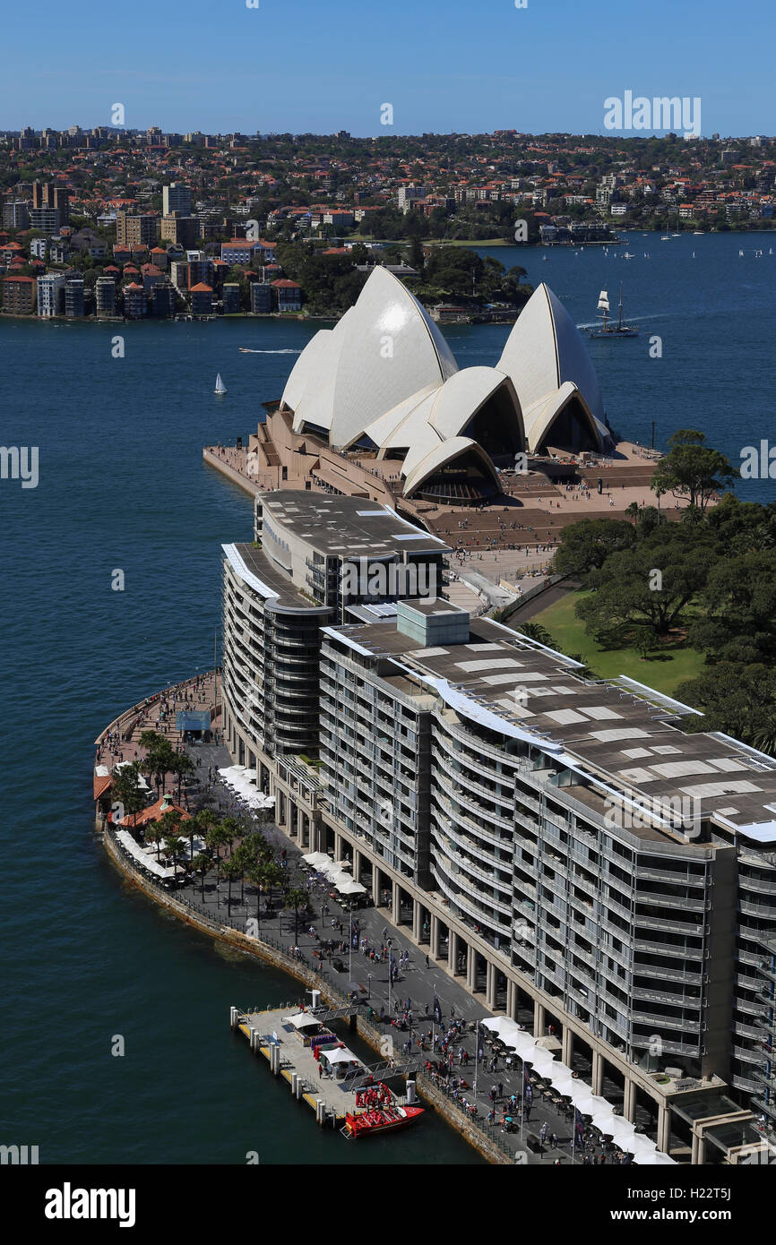 Luftbild von Circular Quay und Sydney Opera House Sydney CBD New South Wales Australien Stockfoto