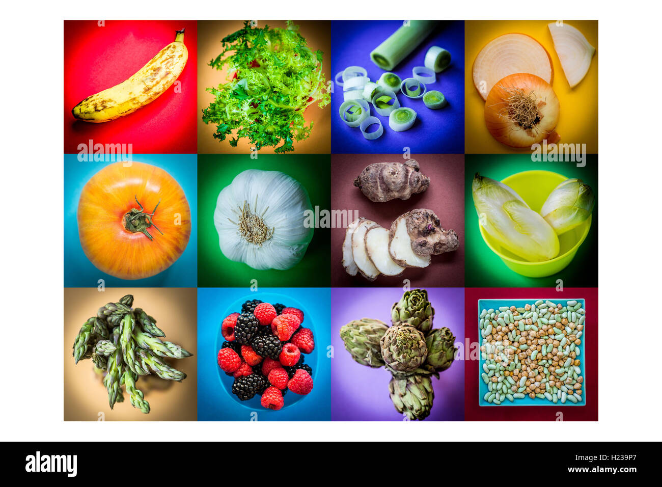 Sortierte Präbiotika Essen. Stockfoto