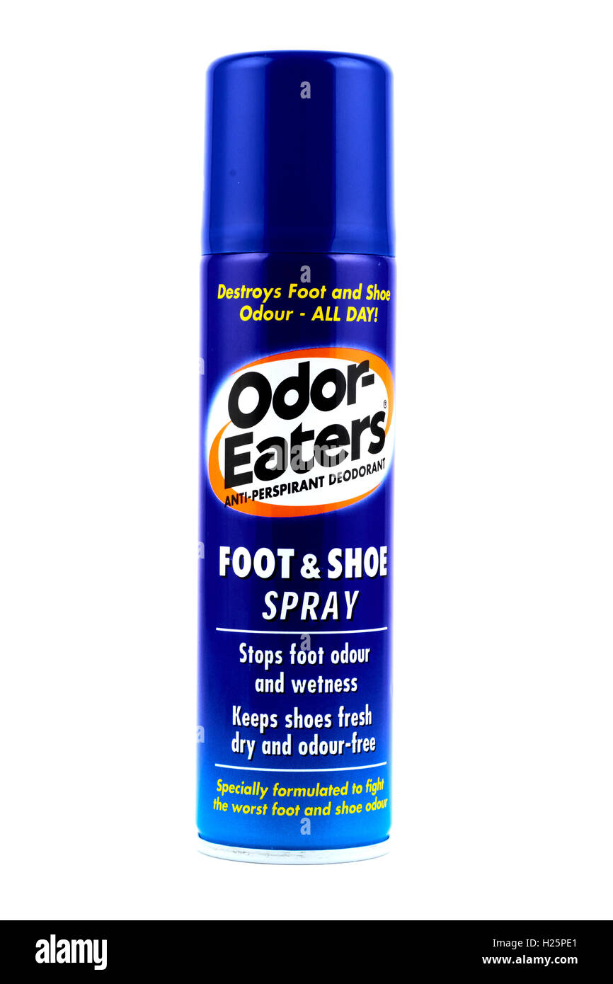 Spraydose Geruch-Esser Fuß und Schuh-Spray Stockfoto