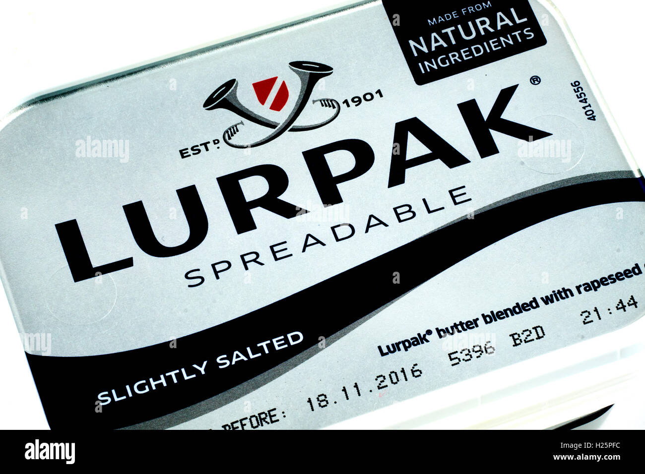 Lurpak streichfähige leicht gesalzene Butter Stockfoto