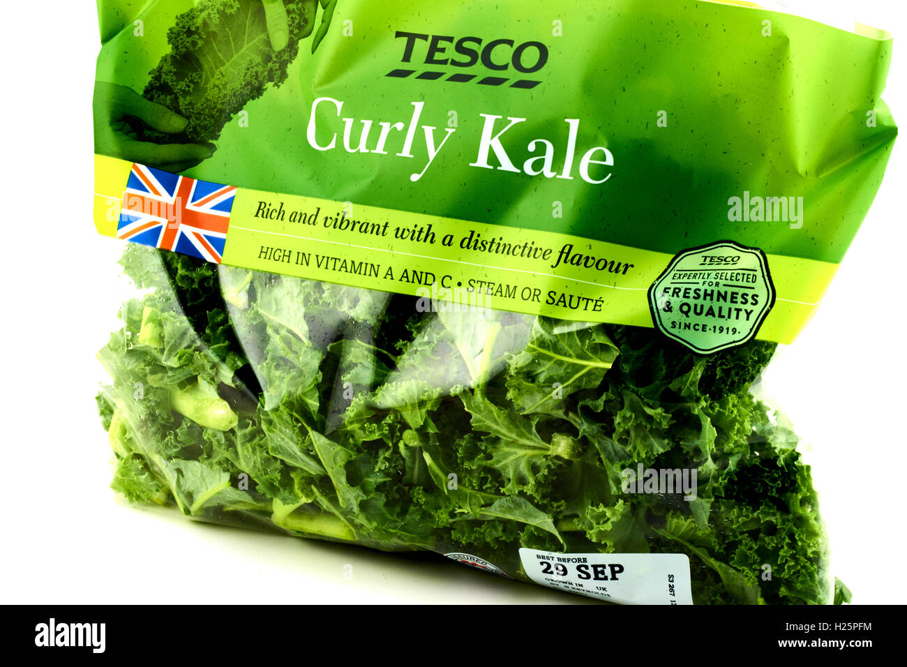 Tesco Grünkohl Stockfoto