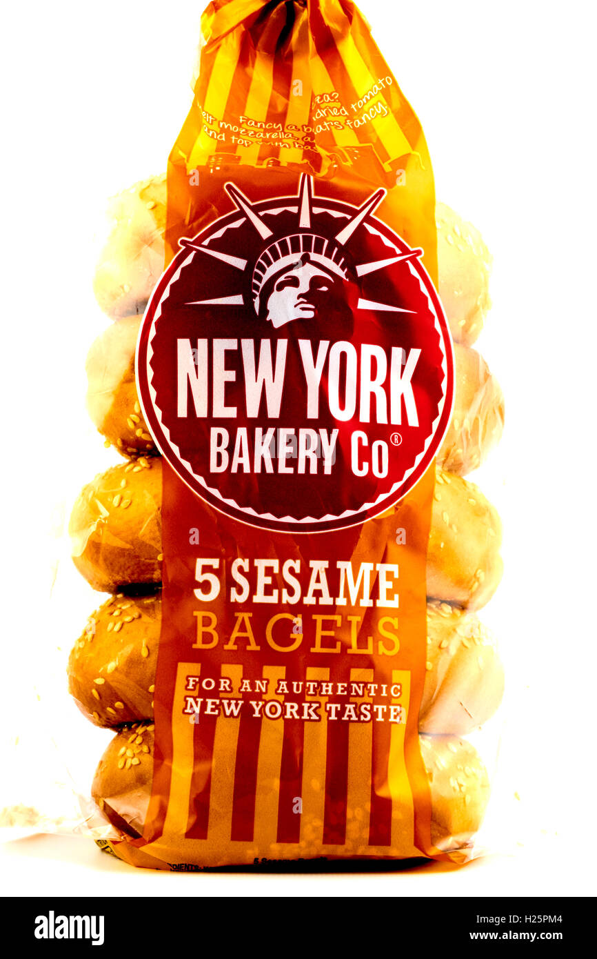 New York Bäckerei 5 Sesam Bagels Stockfoto