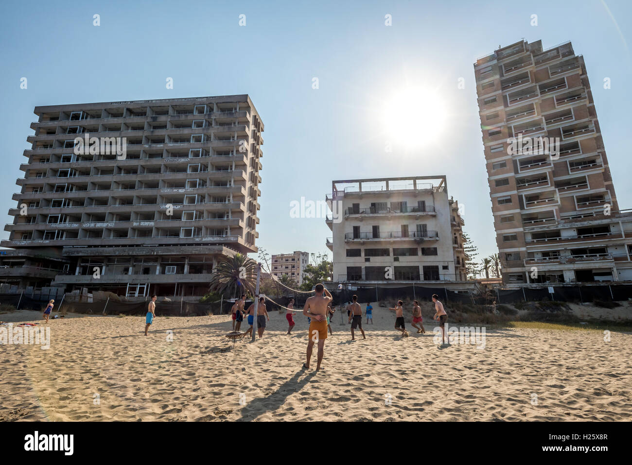 Verlassene Bauruinen in der unbewohnten Geist Stadt Famagusta Stockfoto