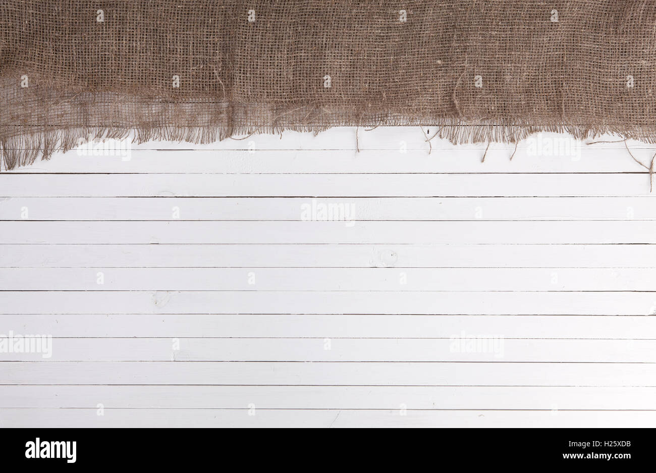 Holz Hintergrund mit Sackleinen Stockfoto