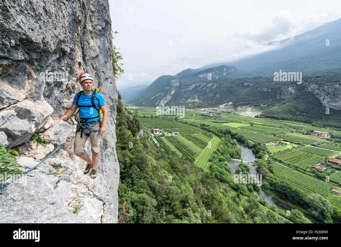 Multi-Pitch-Klettern in Arco, Riva del Garda, Italien, Europa, EU Stockfoto