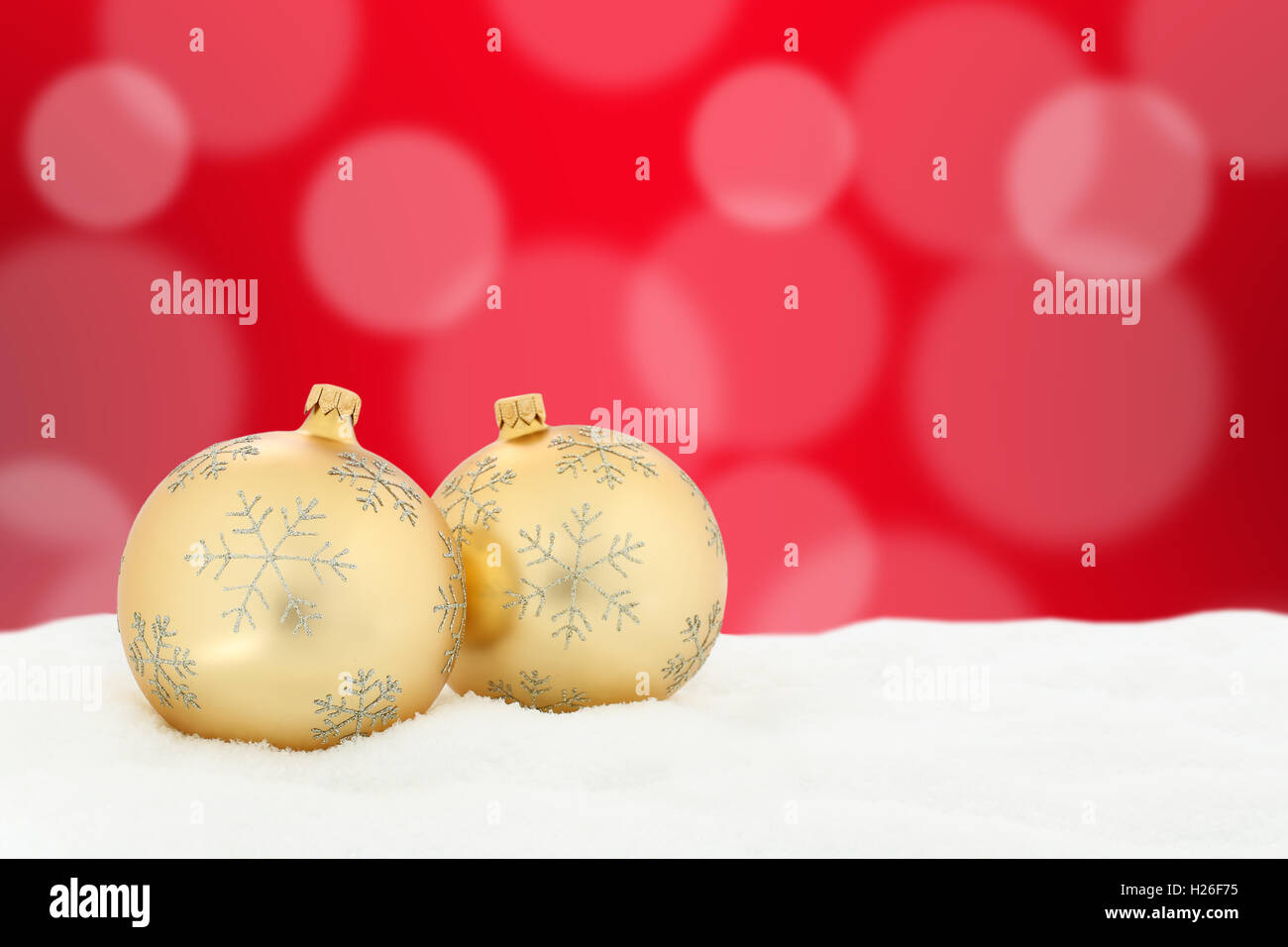 Goldene Weihnachtskugel Hintergrund Dekoration Exemplar Stockfoto