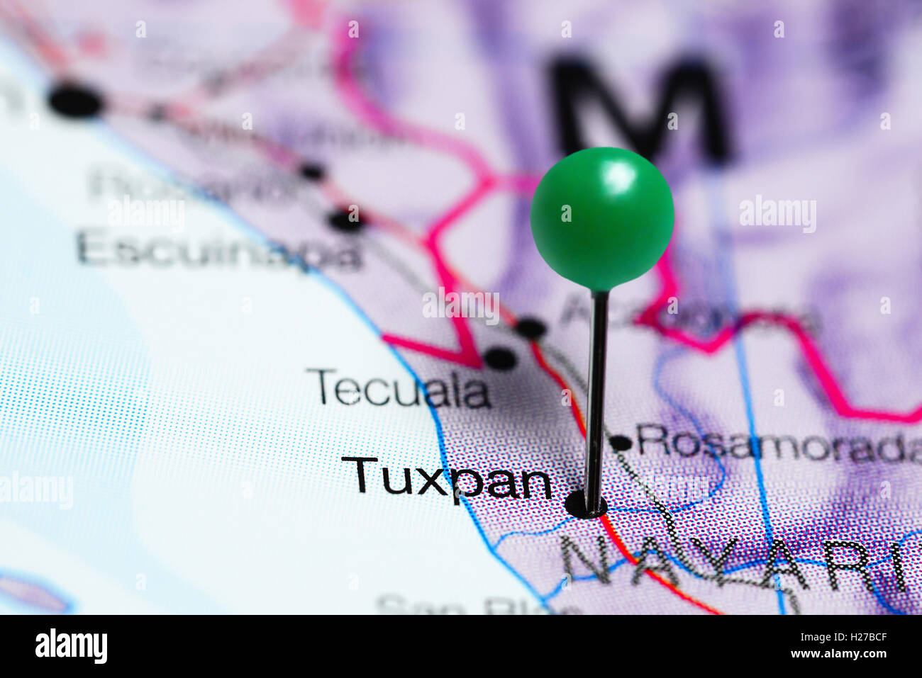Tuxpan, fixiert auf einer Karte von Mexiko Stockfoto