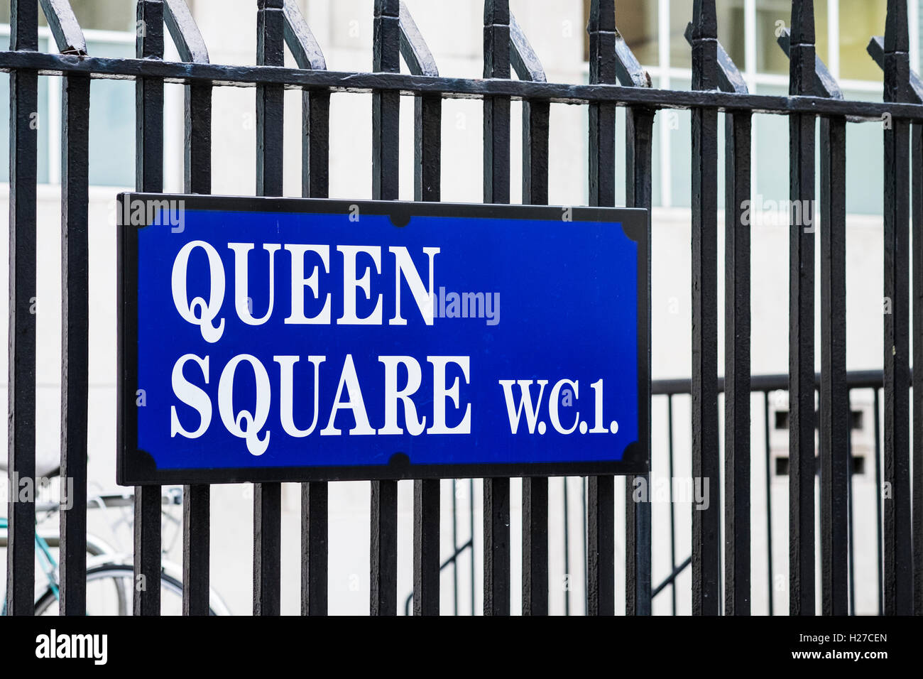 Queen Square Street Zeichen, London, England, U.K Stockfoto