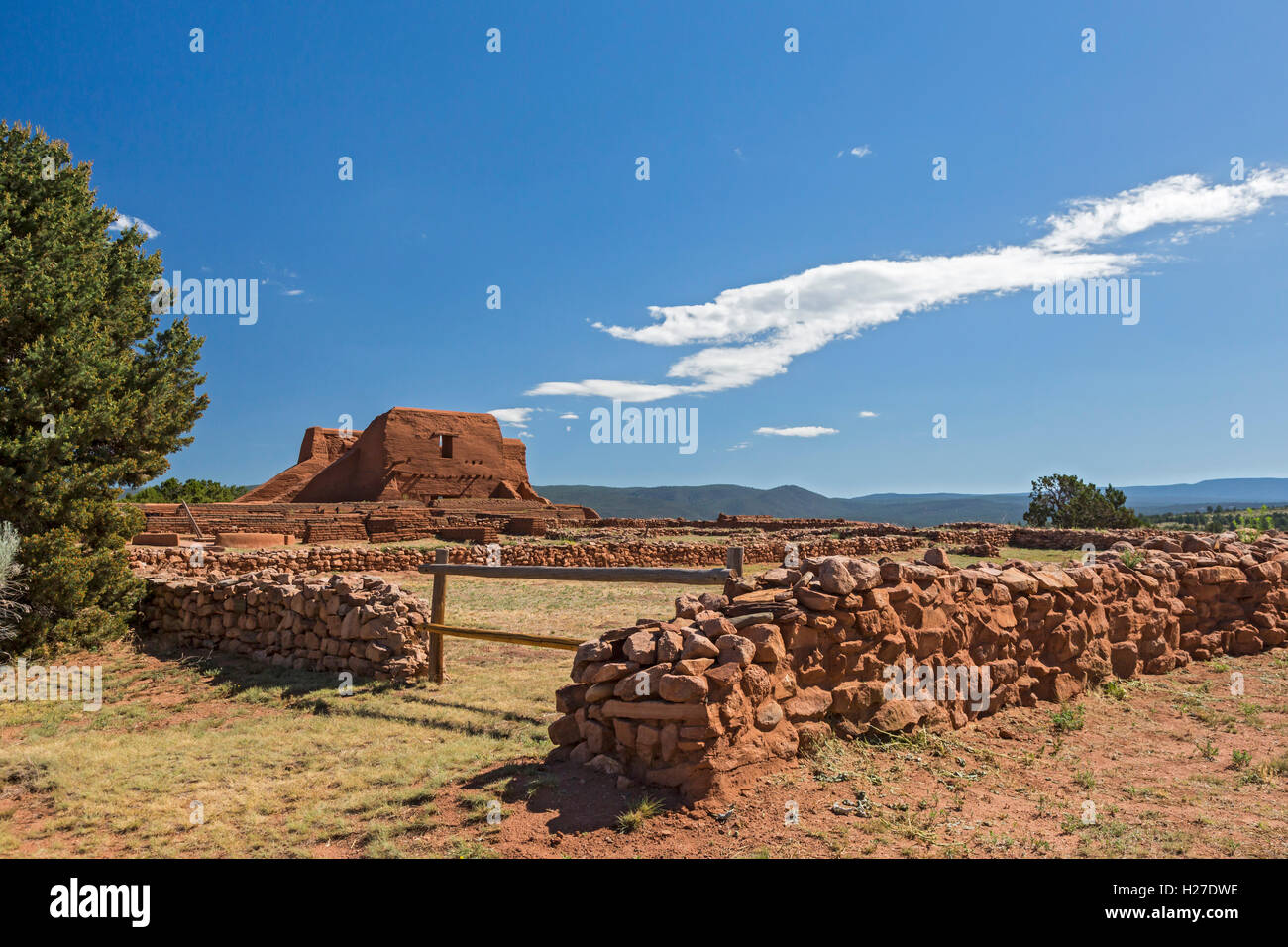 Pecos (New Mexico) die spanische Kirche am Pecos National Historical Park. Stockfoto