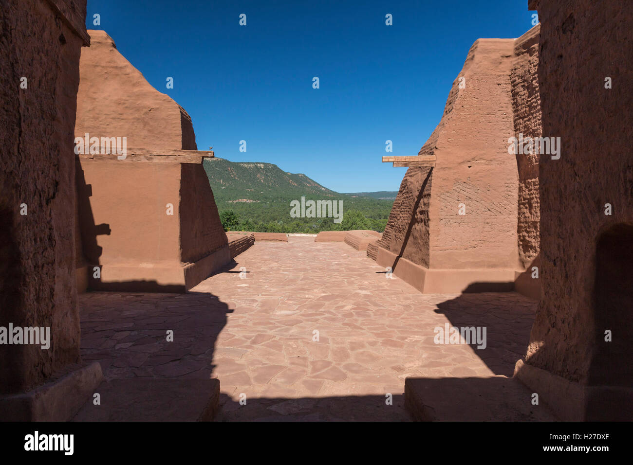 Pecos (New Mexico) die spanische Kirche am Pecos National Historical Park. Stockfoto