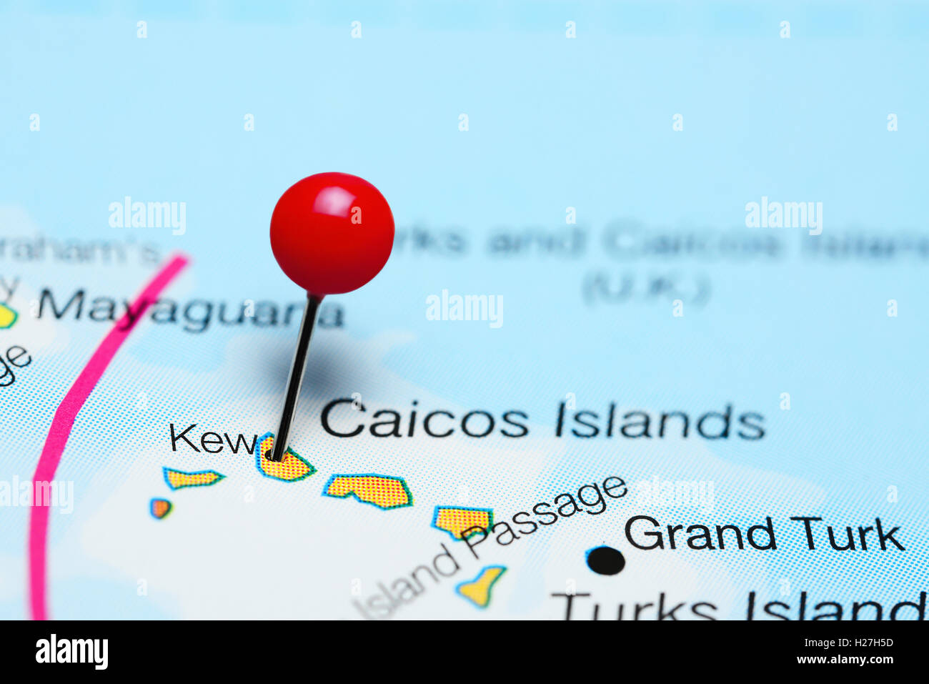 Kew Stadt fixiert auf einer Karte Stockfoto