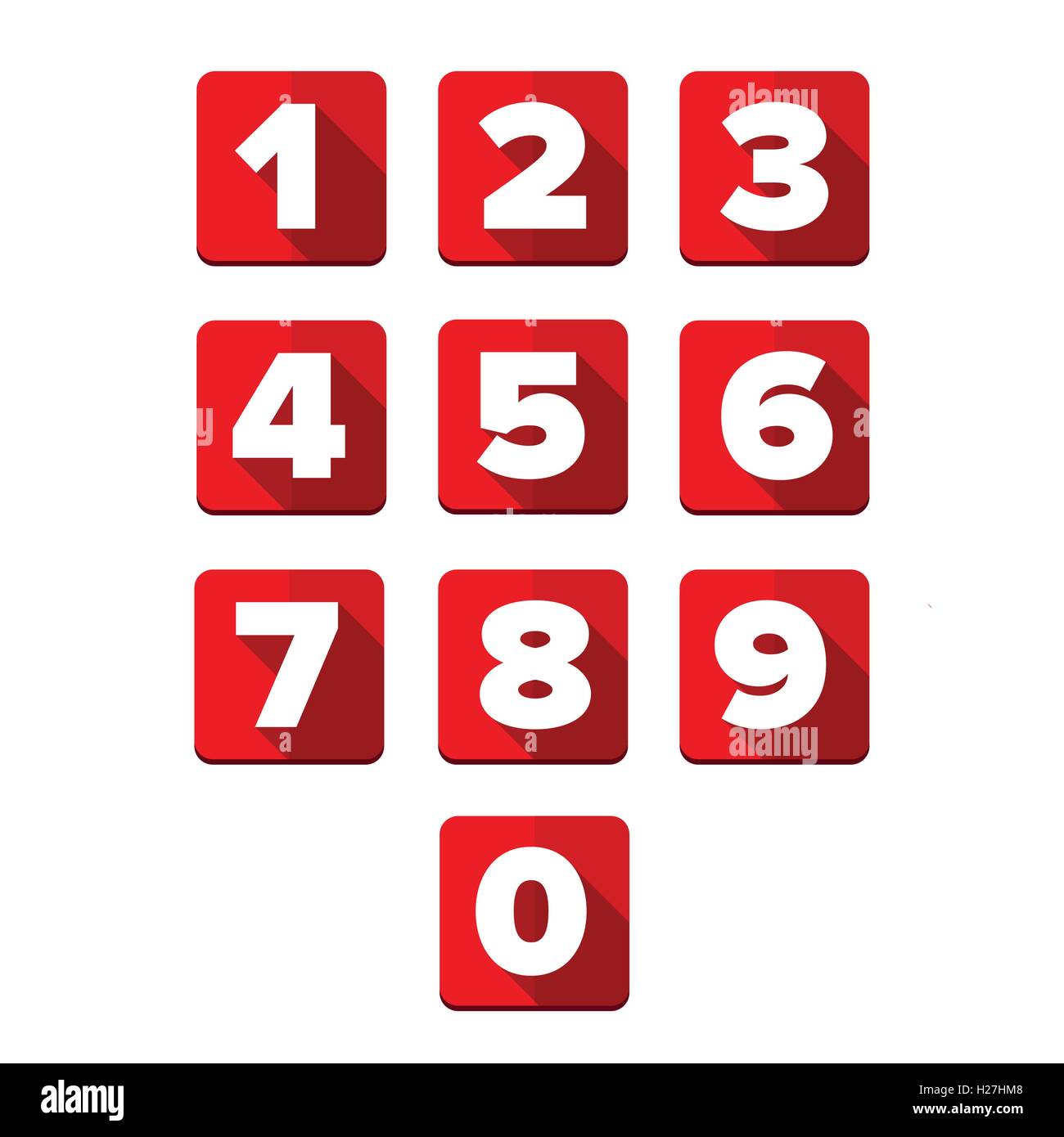 Anzahl Set quadratisch rot Stock Vektor