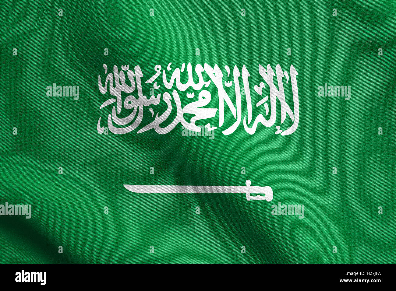 Saudi-Arabische offizielle Nationalflagge. Patriotisches Symbol, Banner, Element, Hintergrund. Saudi Arabien im Wind wehende Flagge Stockfoto