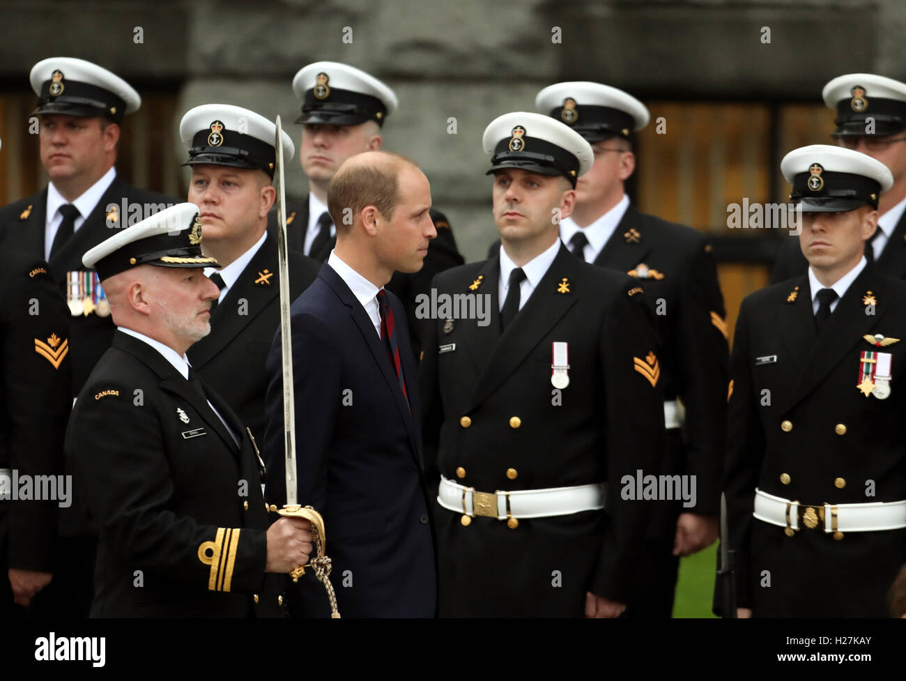 Der Duke of Cambridge während einer offiziellen Zeremoniell herzlich willkommen bei der Legislativversammlung von British Columbia in Victoria, am ersten Tag der königlichen Tour nach Kanada. Stockfoto