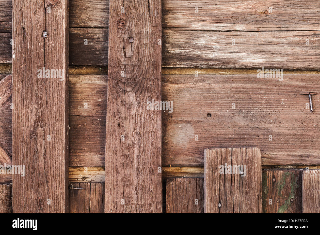 Vintage verwitterter Holzwand Details, Foto Hintergrundtextur Stockfoto