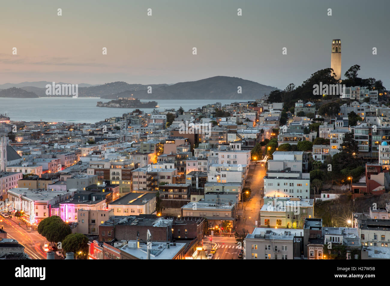 San Francisco in blau und Gold Stockfoto
