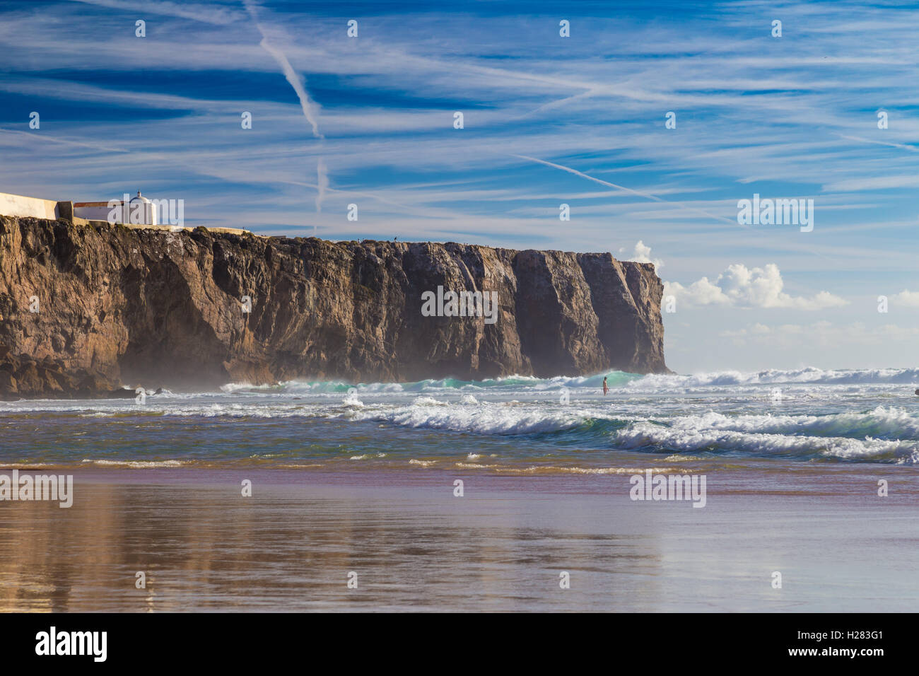 Praia Do Tonel, kleinen abgelegenen Strand in der Region Alentejo, Sagres, Portugal. Stockfoto