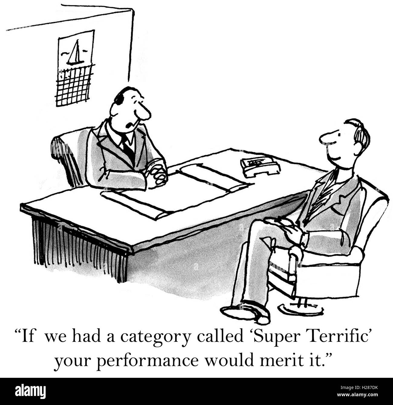 Business cartoon performance review boss Schwarzweiß-Stockfotos und ...