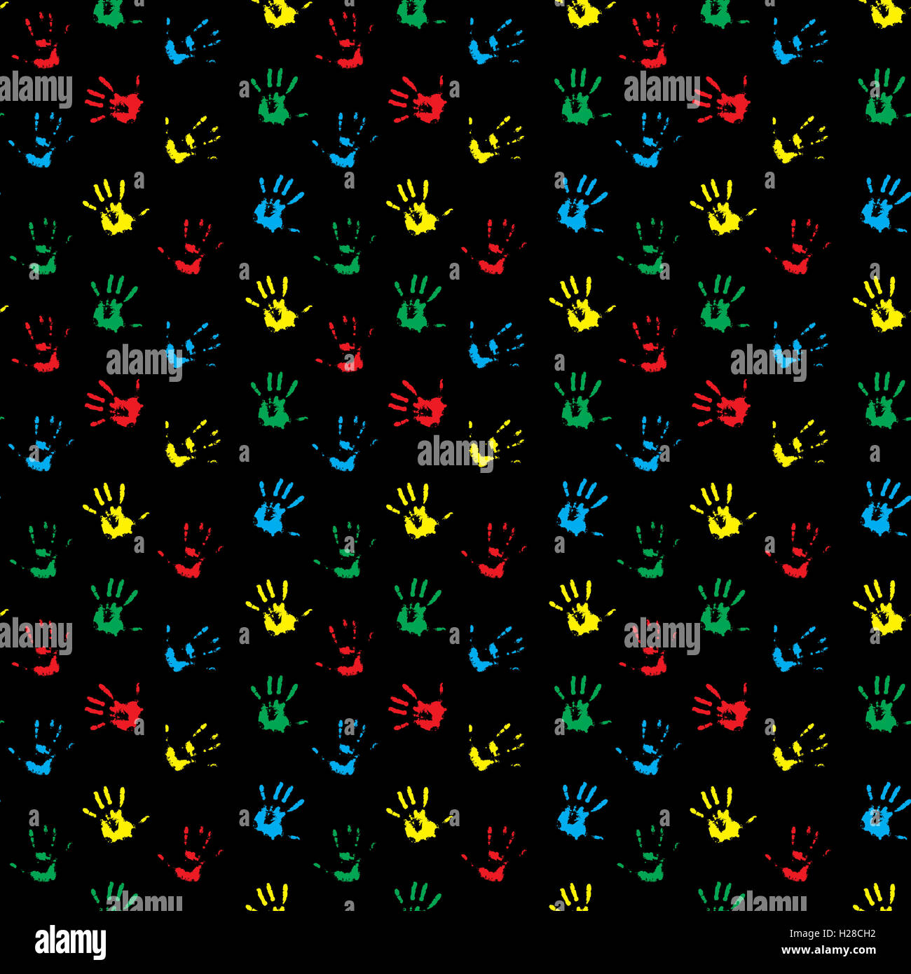 Nahtlose Muster Hand drucken farbige. Kinderhand print und Kinder Hand drucken. Vektor-illustration Stockfoto