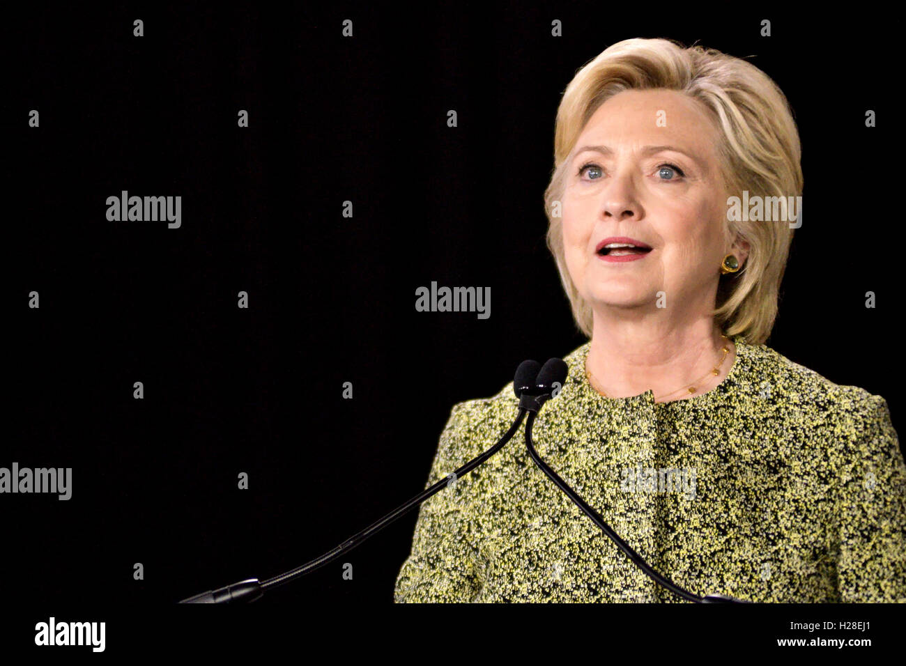 Demokratischen Präsidentschafts Kandidat Hillary Clinton spricht Millennials bei einer 19. September 2016-Kundgebung in Philadelphia, PA Stockfoto