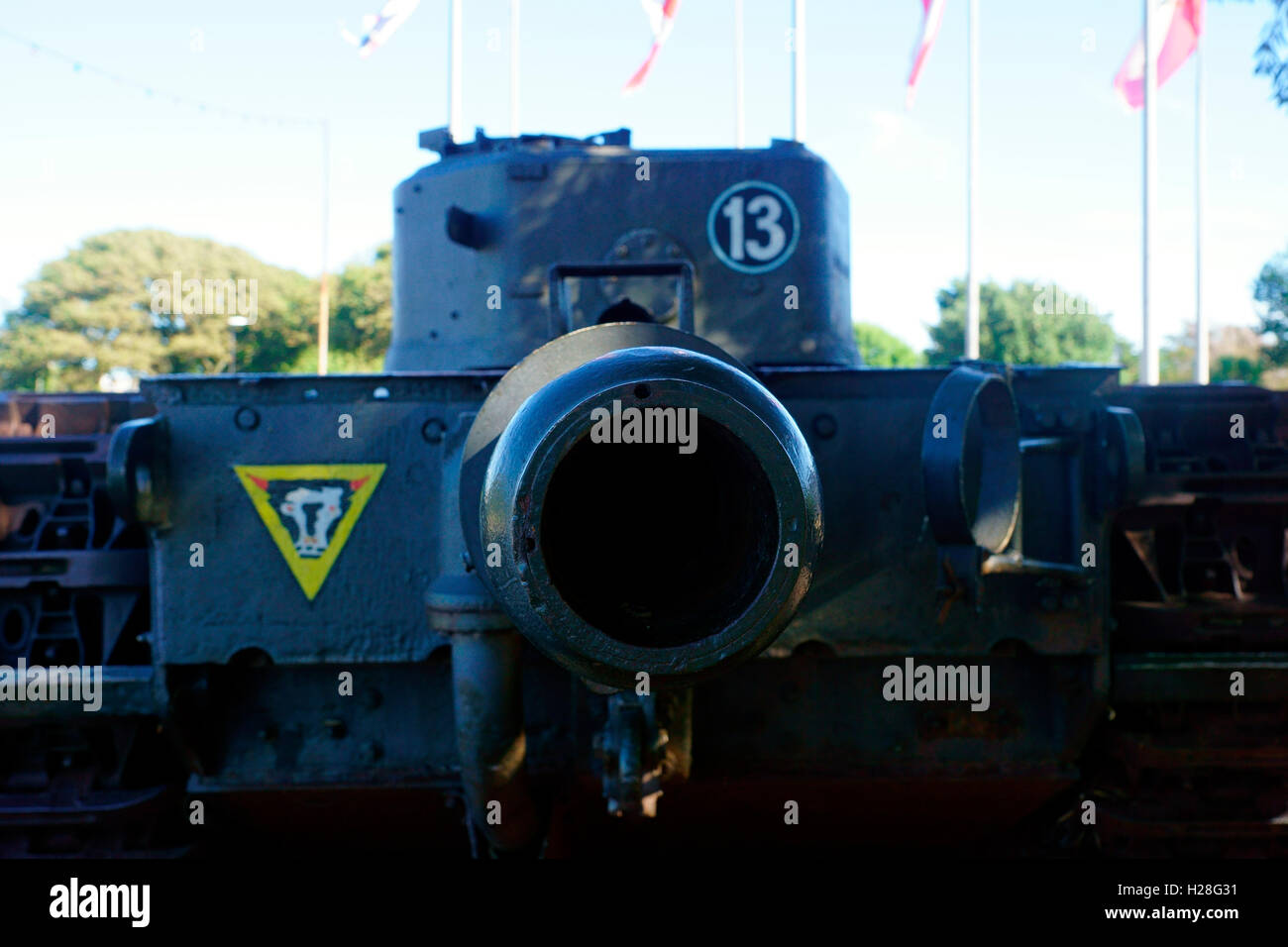 KUPPLUNG FÜR DEN KRAFTSTOFF TRAILER CHURCHILL CROCODILE FLAMMENWERFER BRENNSTOFF. Stockfoto