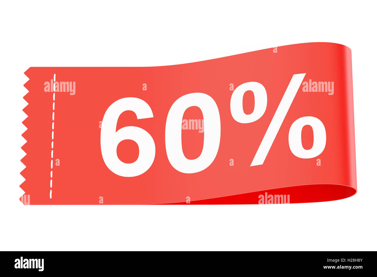 60 % Rabatt rot Modelabel, 3D rendering Stockfoto