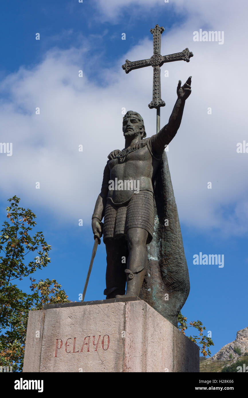 Pelayo Statue bei Covadonga, Asturien, Spanien Stockfoto