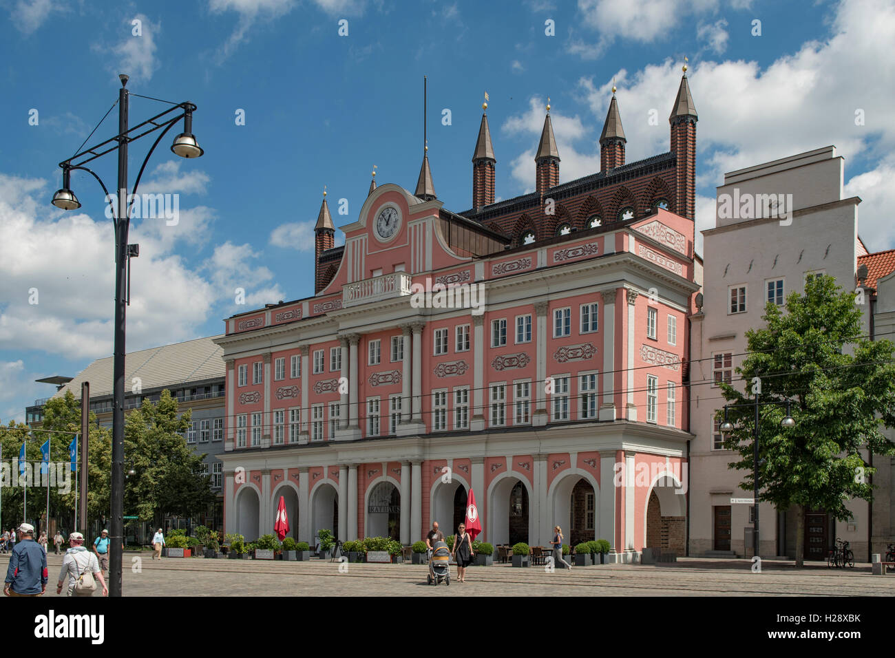 Rathaus, Rostock, Mecklenburg-Vorpommern, Deutschland Stockfoto