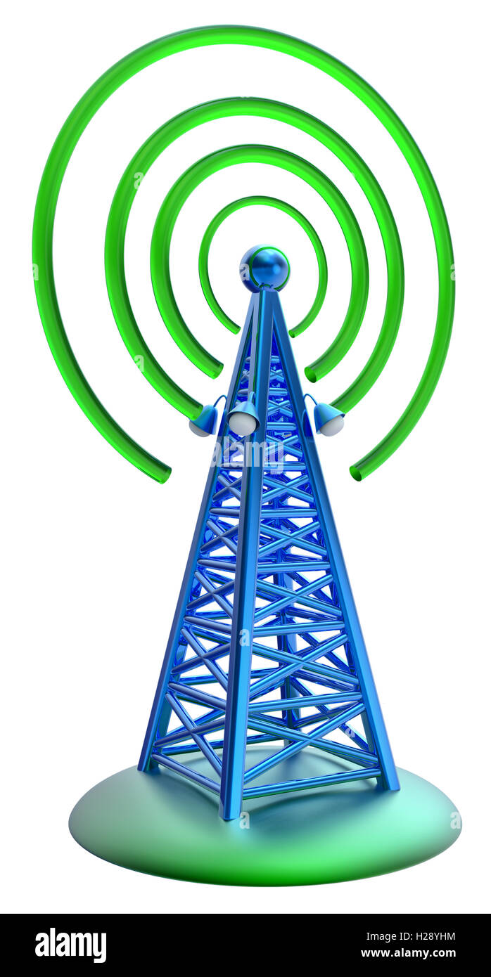 digitale Sender sendet Signale vom hohen Turm Stockfoto