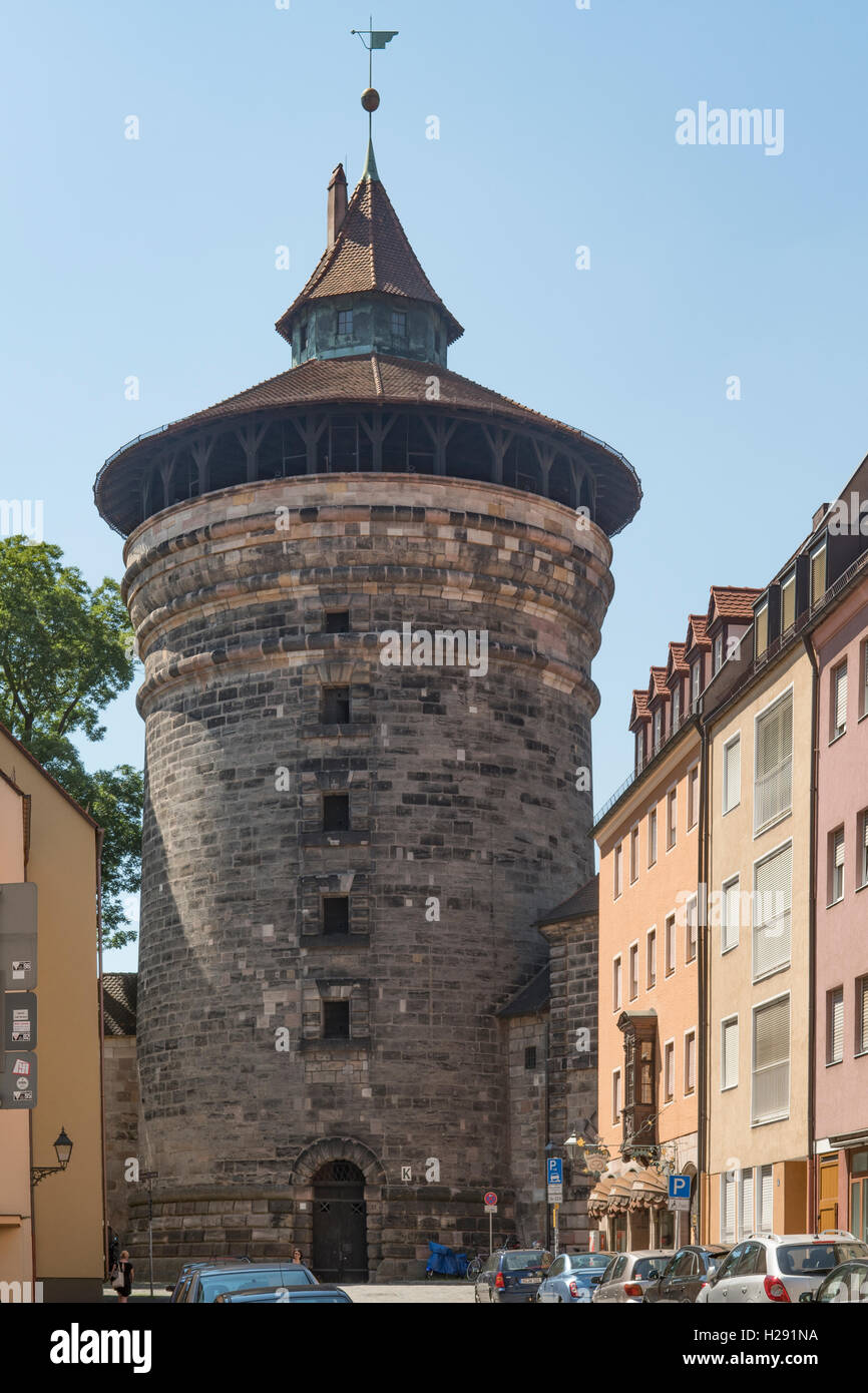 Neue Turm, Stadtmauer, Nürnberg, Bayern, Deutschland Stockfoto