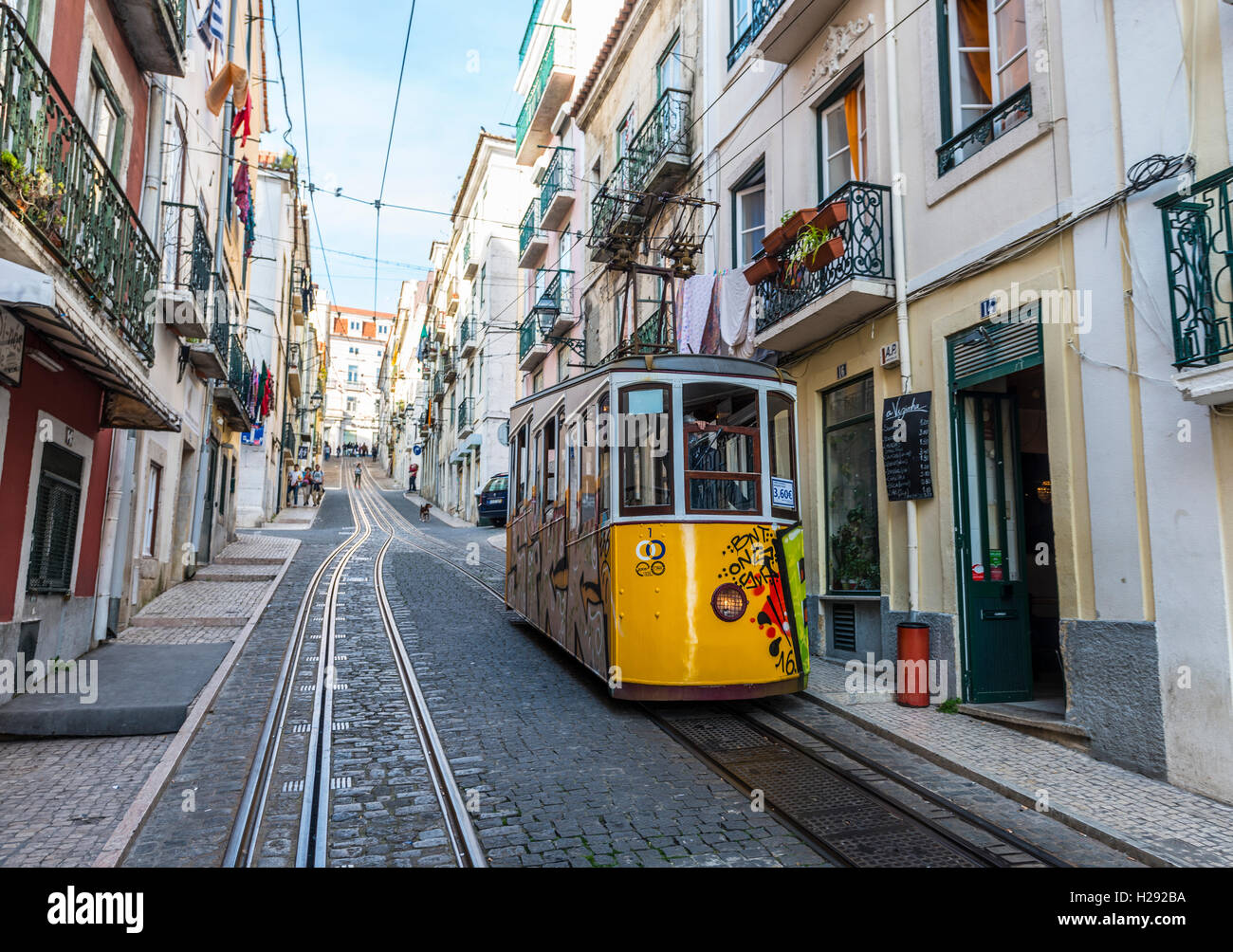 Ascensor da Bica, Bica Standseilbahn, Calçada da Bica Pequena, Lissabon, Portugal Stockfoto