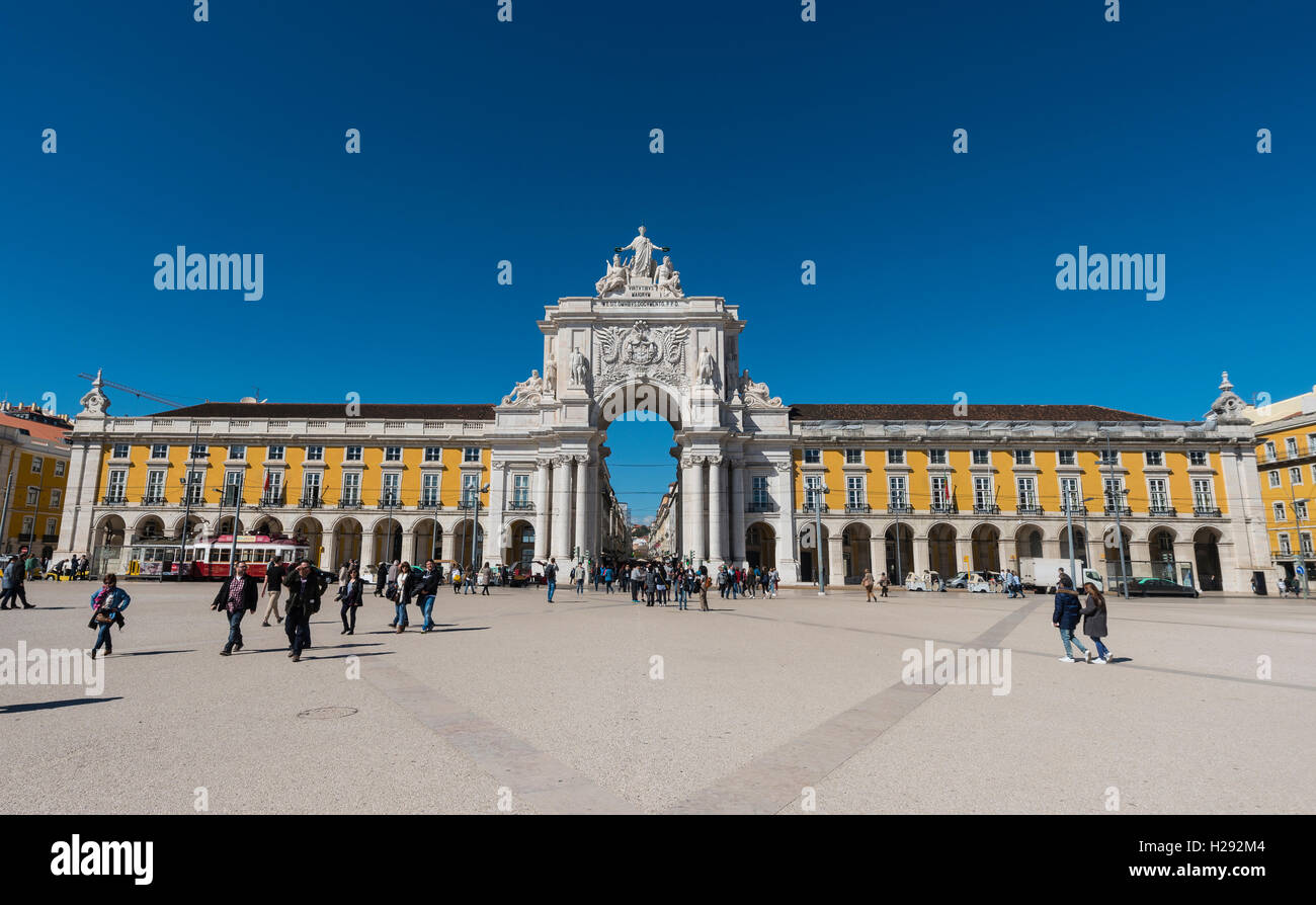 Arco da Vitoria am Praça do Comércio, Lissabon, Portugal Stockfoto