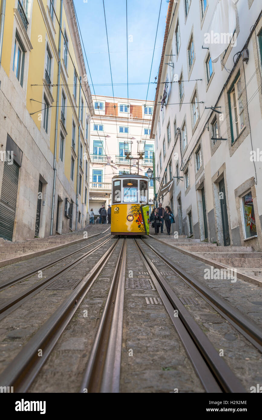 Ascensor da Bica, Bica Standseilbahn, Calçada da Bica Pequena, Lissabon, Portugal Stockfoto