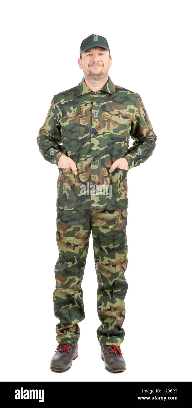 Wachmann in grüner uniform Stockfoto