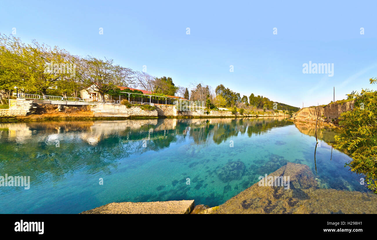 Panorama-Foto der Kanal von Korinth Griechenland Stockfoto