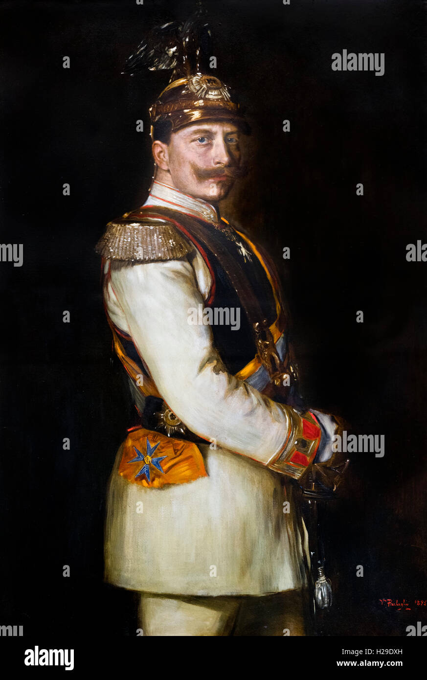 Porträt von Kaiser Wilhelm II (1859-1941), Kaiser von Deutschland und König von Preußen, in Galauniform.  Gemälde von Vilma Parlaghy, 1895. Stockfoto