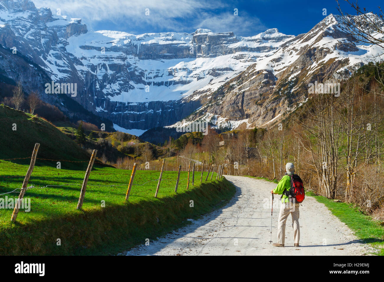 Gavarnie Gletscher Cirque.  Departement Hautes-Pyrénées, Midi-Pyrenäen, Frankreich, Europa. Stockfoto