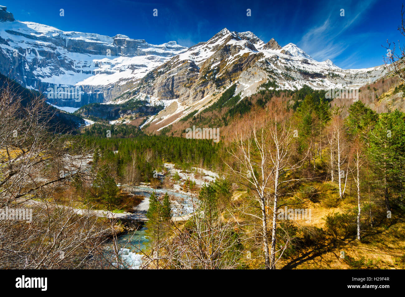 Gavarnie Gletscher Cirque.  Departement Hautes-Pyrénées, Midi-Pyrenäen, Frankreich, Europa. Stockfoto