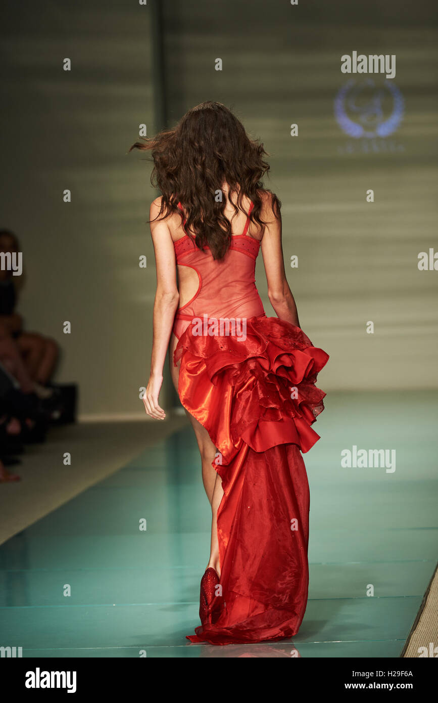 Miami, South Beach, USA. Juli 2017. Bilder aus Miami Schwimmen Woche ein jährliches Event, badeanzug Designer über aus der ganzen Welt. Stockfoto