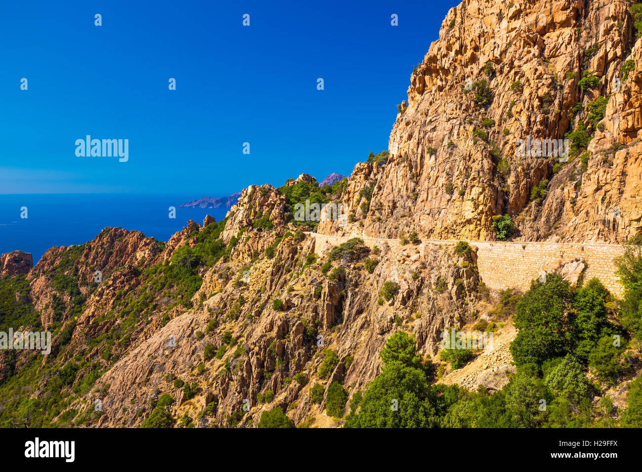 Calanques de Piana an der West Küste von Korsika Stockfoto