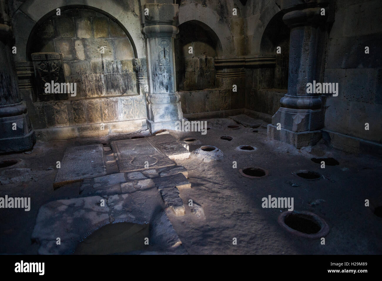 Innere des Scriptorium im Kloster Haghpat in Armenien Stockfoto