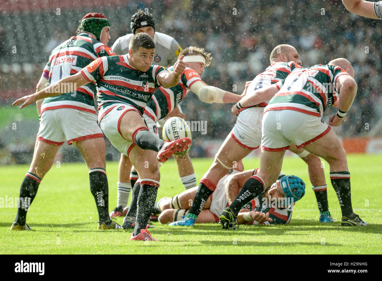 Leicester Tigers Vs Bath Rugby an der Welford Road, 25.09.16. Stockfoto