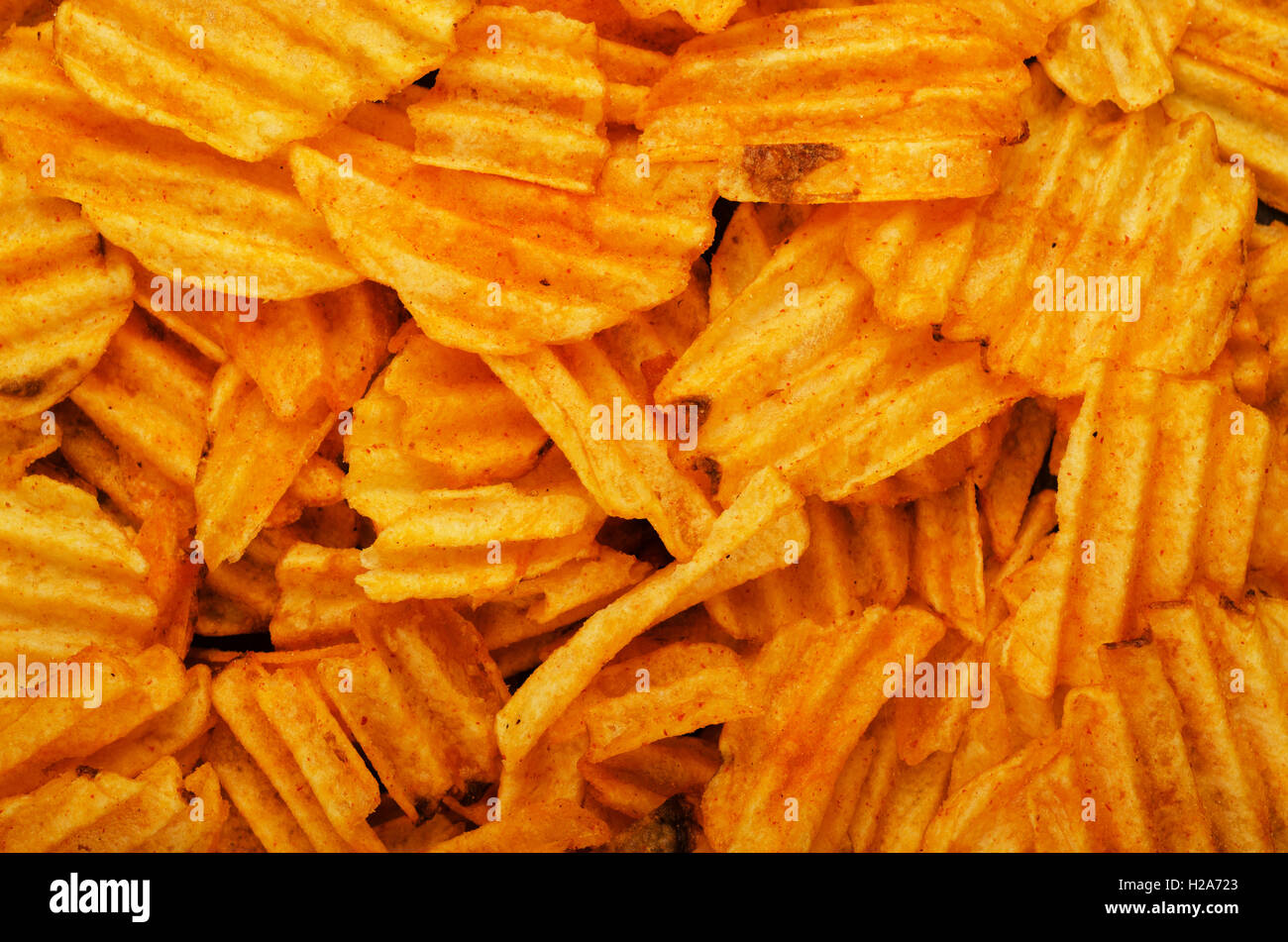 Kartoffel-Chips Hintergrund Nahaufnahme Stockfoto