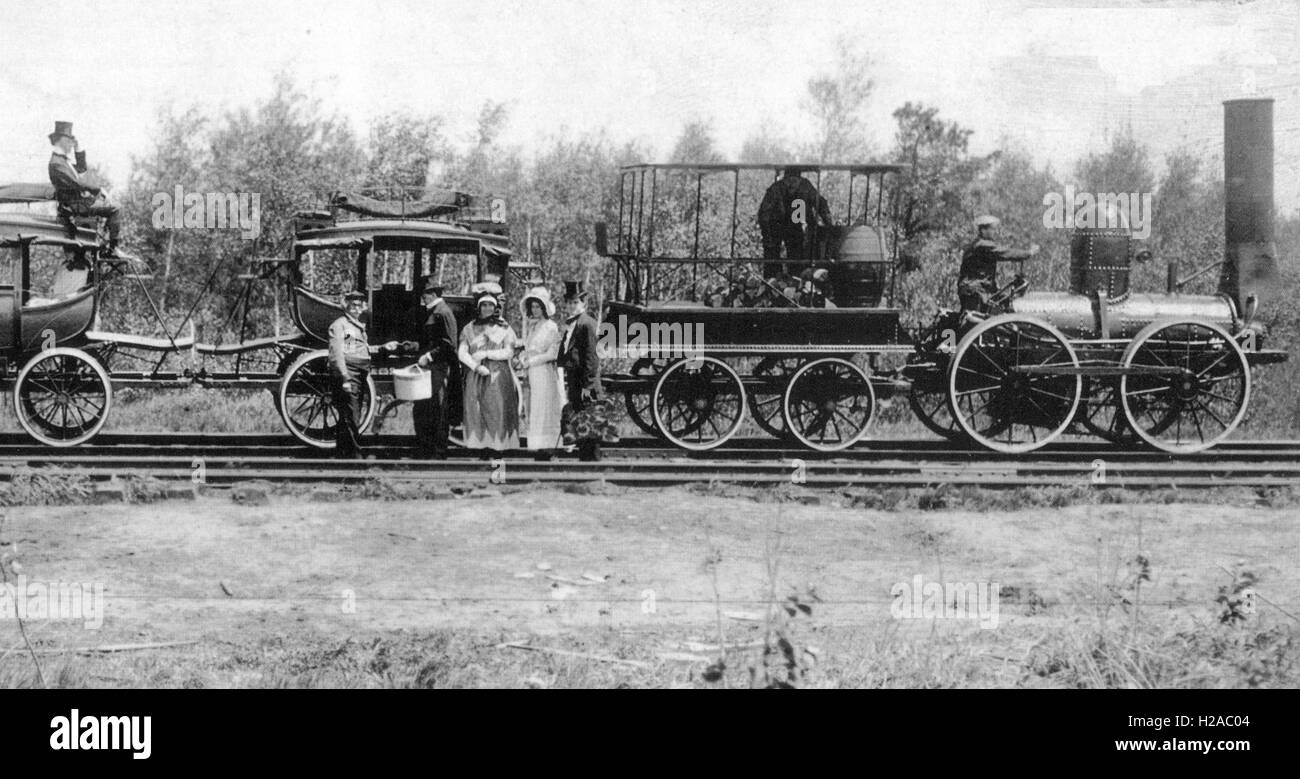 DeWITT CLINTON 0-4-0 Dampflokomotive auf die Mohawk and Hudson Railroad über 1832 Stockfoto