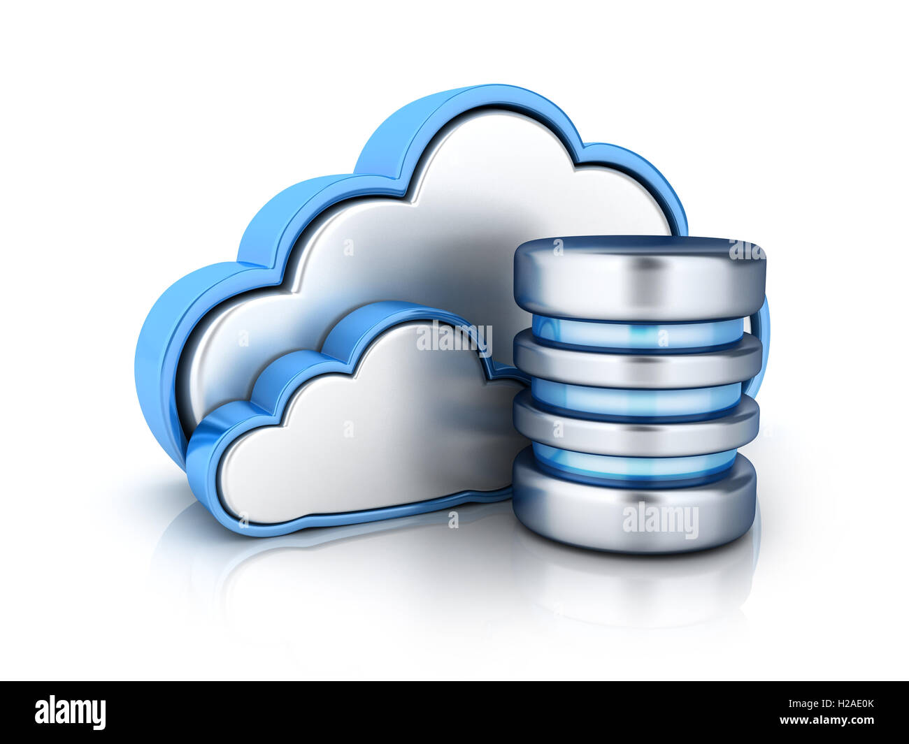 Cloud-Speicher und Datenbank (in 3D-Rendering getan) Stockfoto