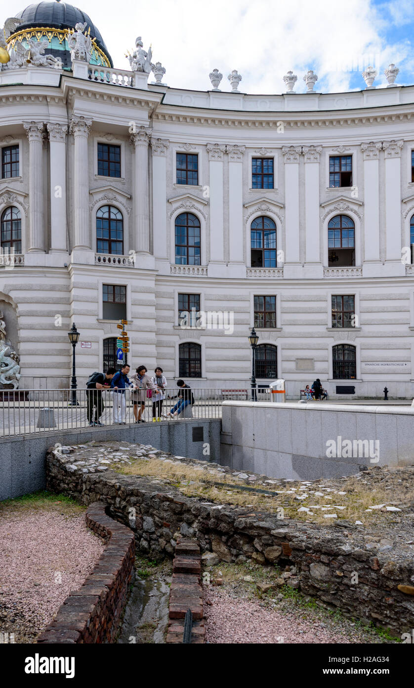 Römische Ruinen am Michaeler Platz, Vienna. Stockfoto
