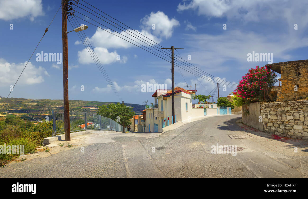 Zypern. Dorf Omodos im Troodos-Gebirge. Stockfoto