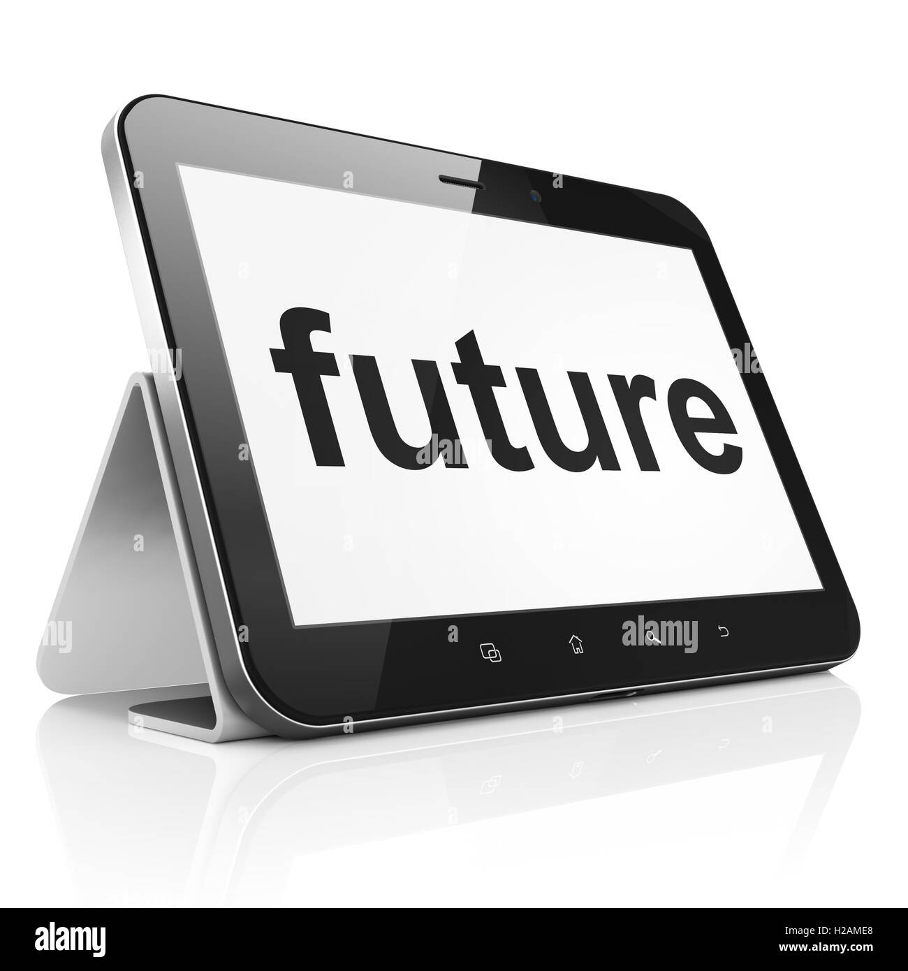 Timeline-Konzept: zukünftige auf Tablet PC Stockfoto