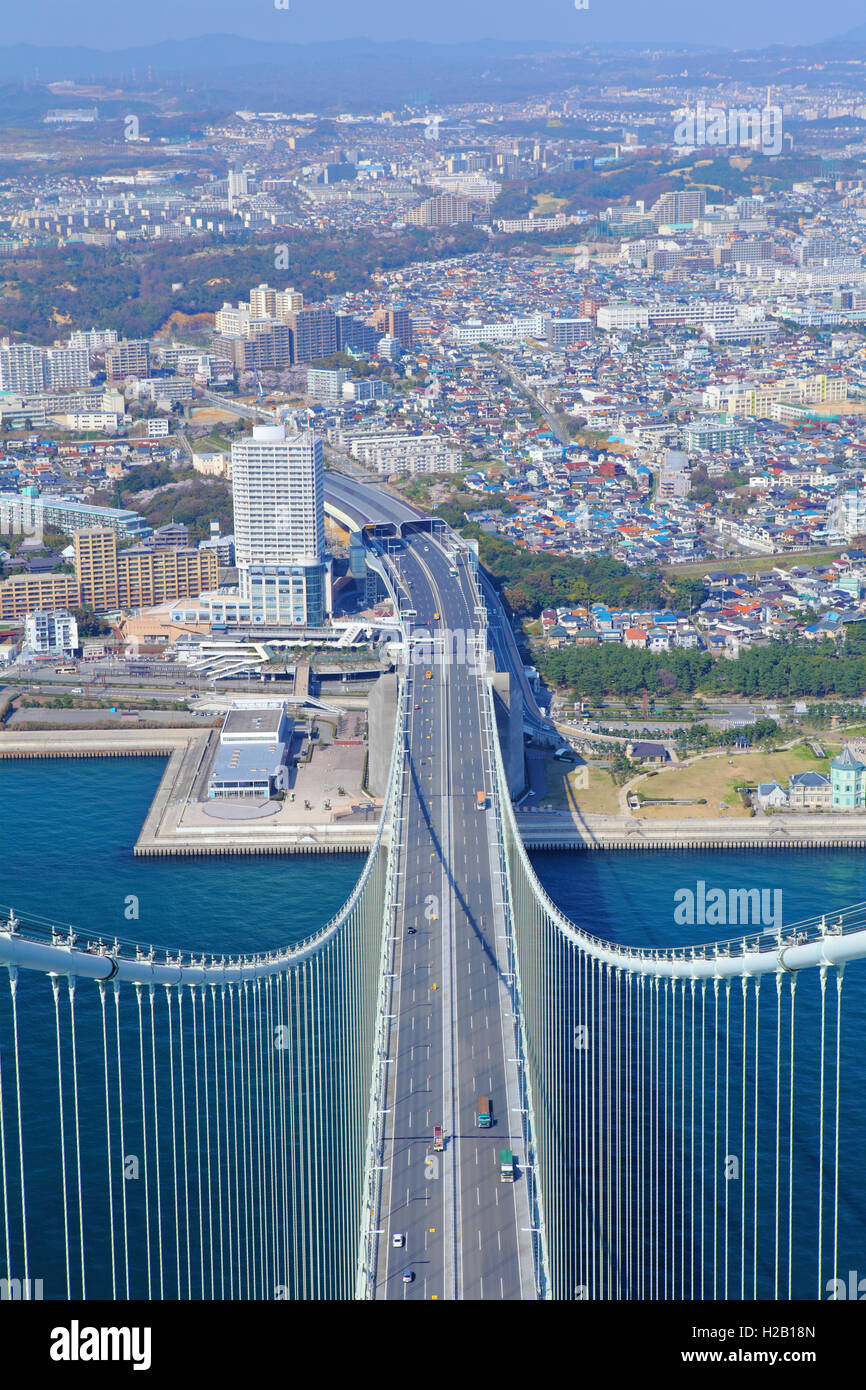 Spitze der Akashi-Kaikyo-Brücke Stockfoto